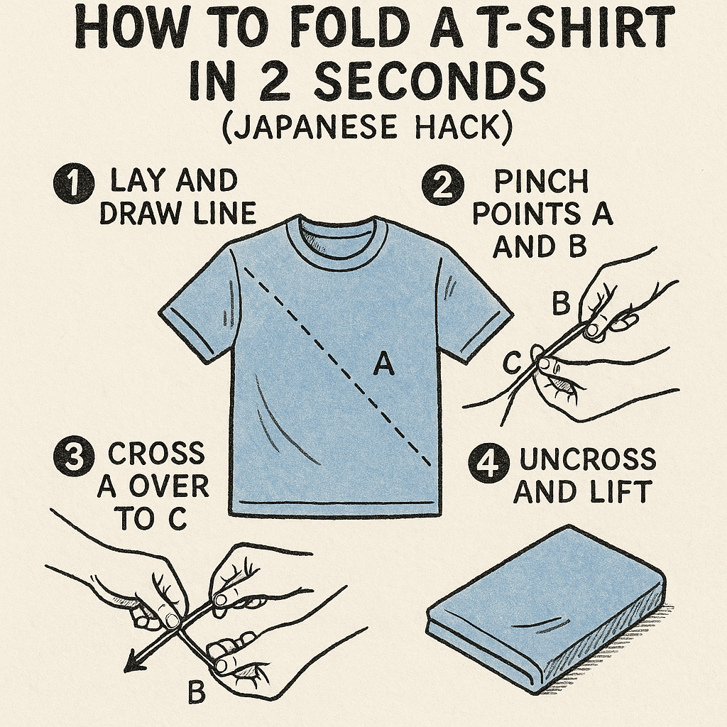 Japanese 2-second T-shirt fold guide